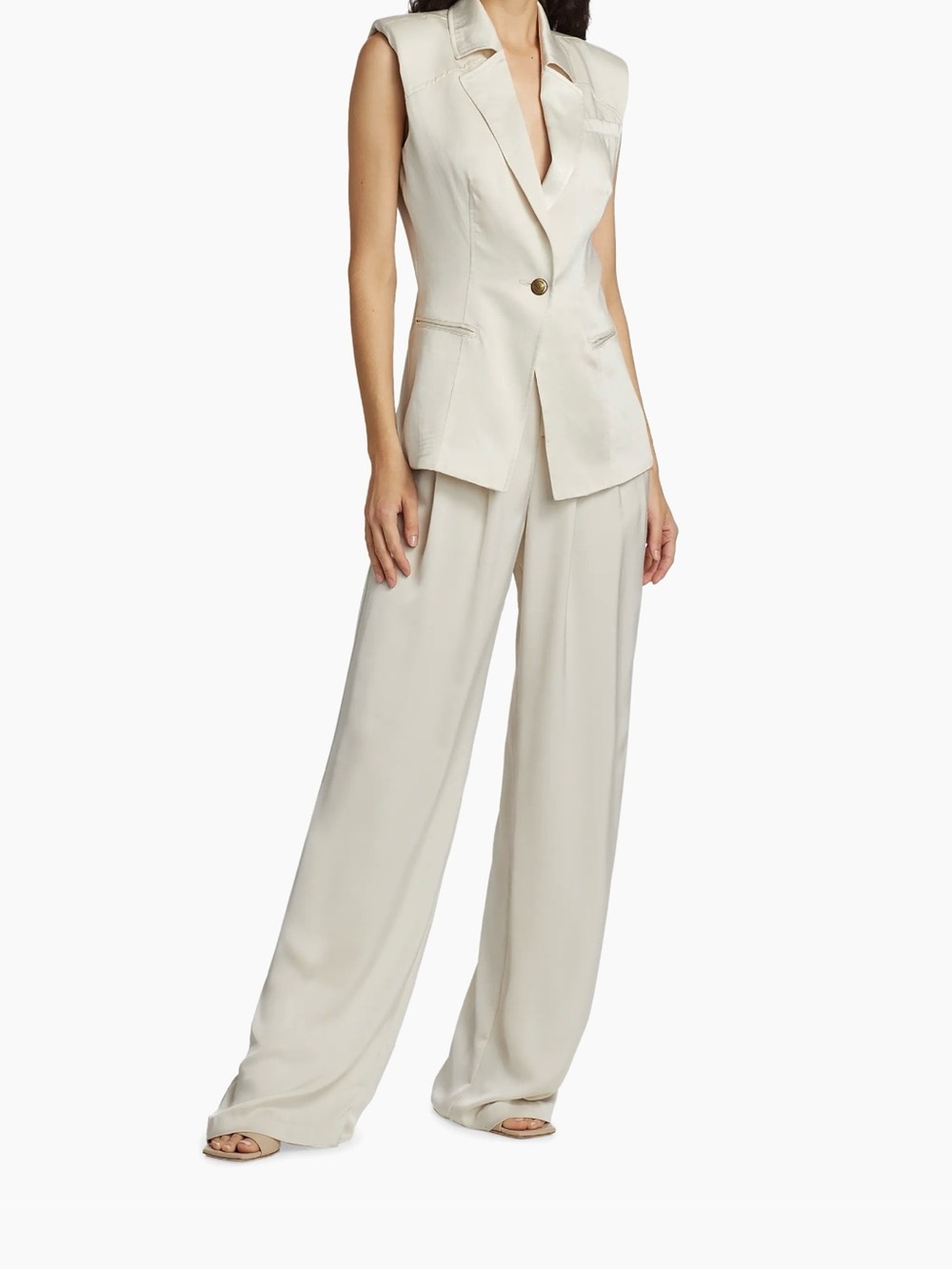 Ramy Brook Cream Sleeveless Blazer Angie Vest XS Color: Jute New With Tags!